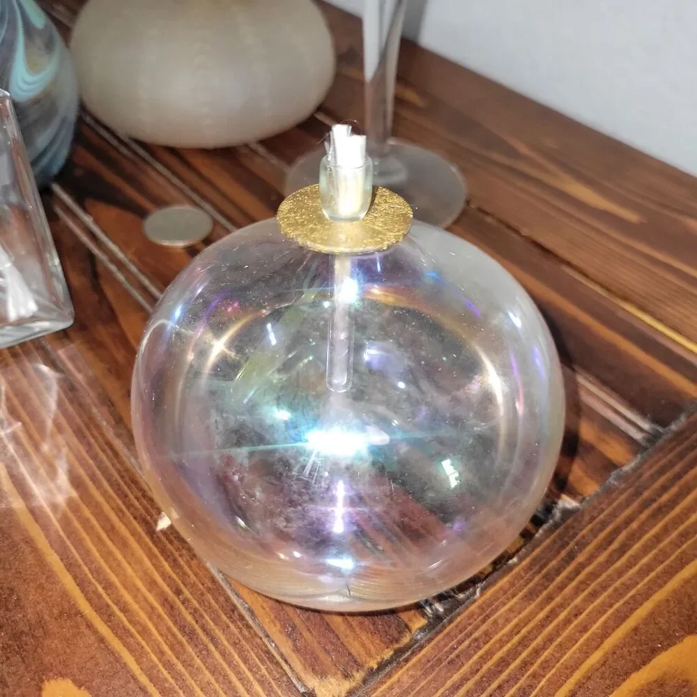 Lot of 5 Vintage - Hand Blown Glass & Assorted Oil Lamps Clear Ambient Romantic